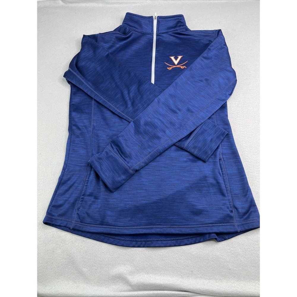 University Of Virginia Women's XL Blue Athletic 1/4 Zip Warm Up Jacket Pullover